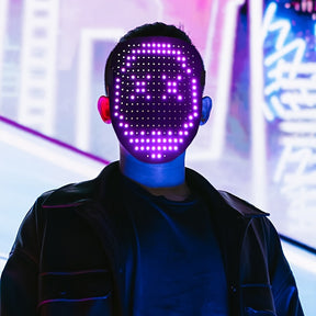Men's Gesture-sensitive Face Changing Light-emitting Mask, Halloween LED Face Changing Mask