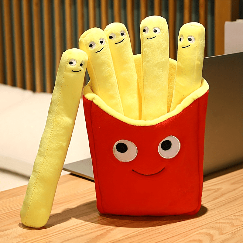 Emotional Support Smile French Fries Plush Stuffed Toy, Plush Sofa Pillow Car Accessories - Cykapu