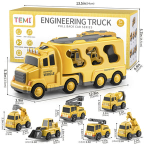Toys For Boys And Girls, Construction Vehicles Transport Truck Carrier Toy - Cykapu