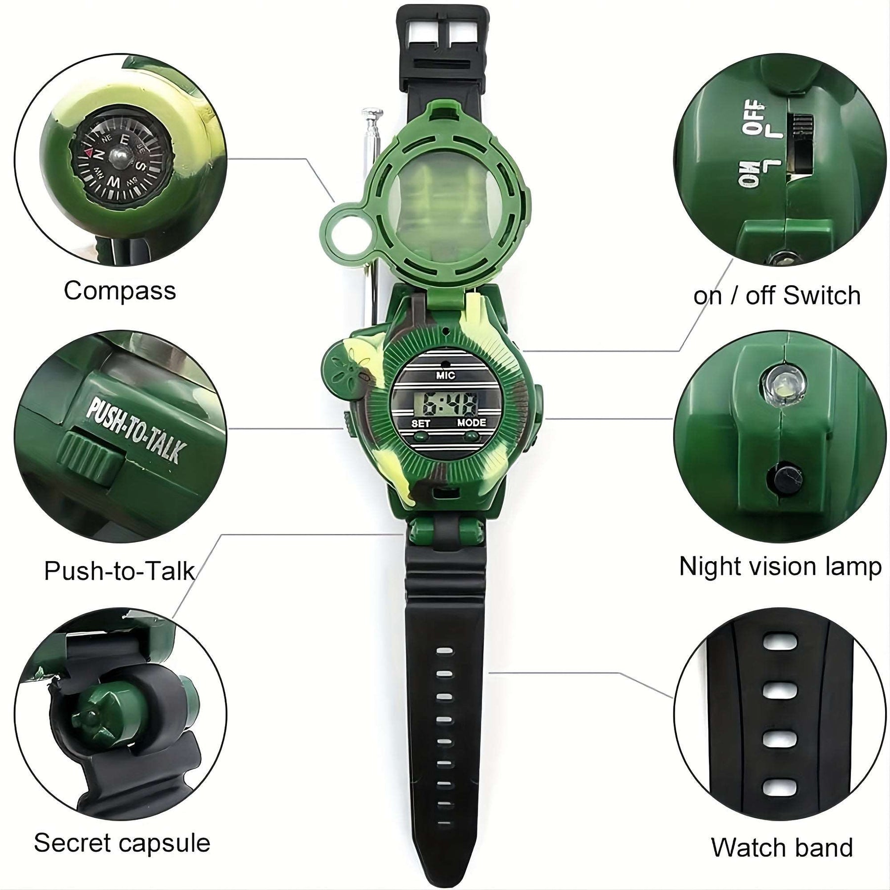 2pcs Rechargeable Walkie Talkie Watches For Kids, Two-Way Radio Walky Talky With Flashlight - Cykapu