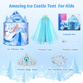 Frozen Kids Tent, Frozen Toy for Girls with Snowflake Lights, Ice Castle Kids Play Tent - Cykapu