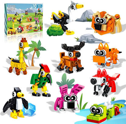 Party Favors for Kids 10 Pack 30 Kinds of Animal Figures 720 PCS Building Blocks Toys - Cykapu