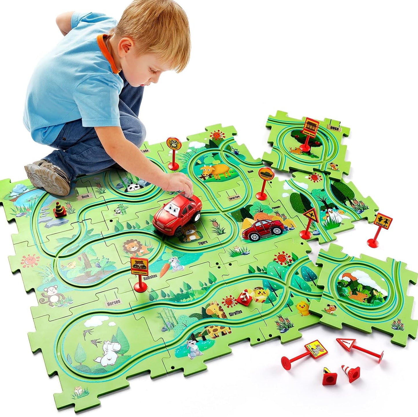 Educational Stem Toys Road Builder Puzzle Racer Kids Car Track Set - Cykapu