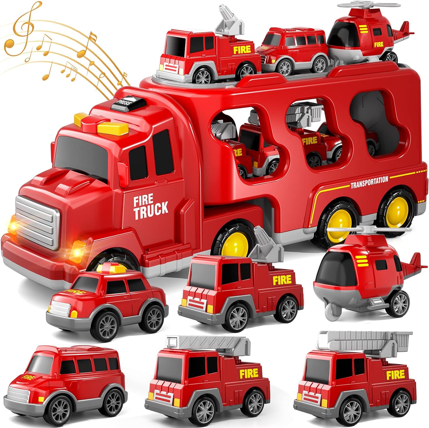 Police Truck Toys Toddlers 3 4 5 6 Years Old, 5 in 1 Truck Friction Power Toy Car