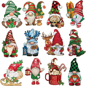 24 Pieces Christmas Gnome Wooden Ornaments Wood Hanging Decorations for Christmas Tree Santa Clause Elf Hanging Wood Crafts - Cykapu