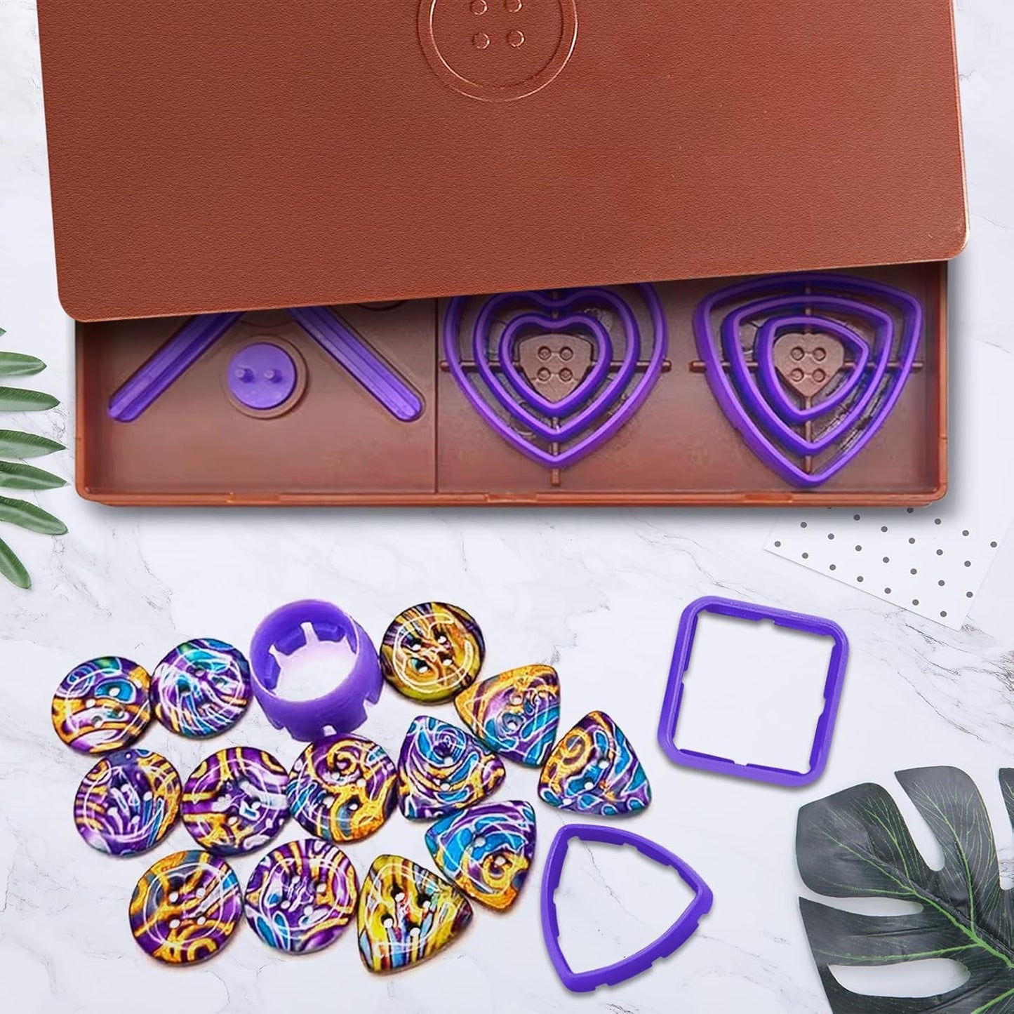 DIY Buttons Toolkit Set - 12 Multi-Sized Cutters and 4 Fun Shapes Create Perfectly Centered Buttons with Ease