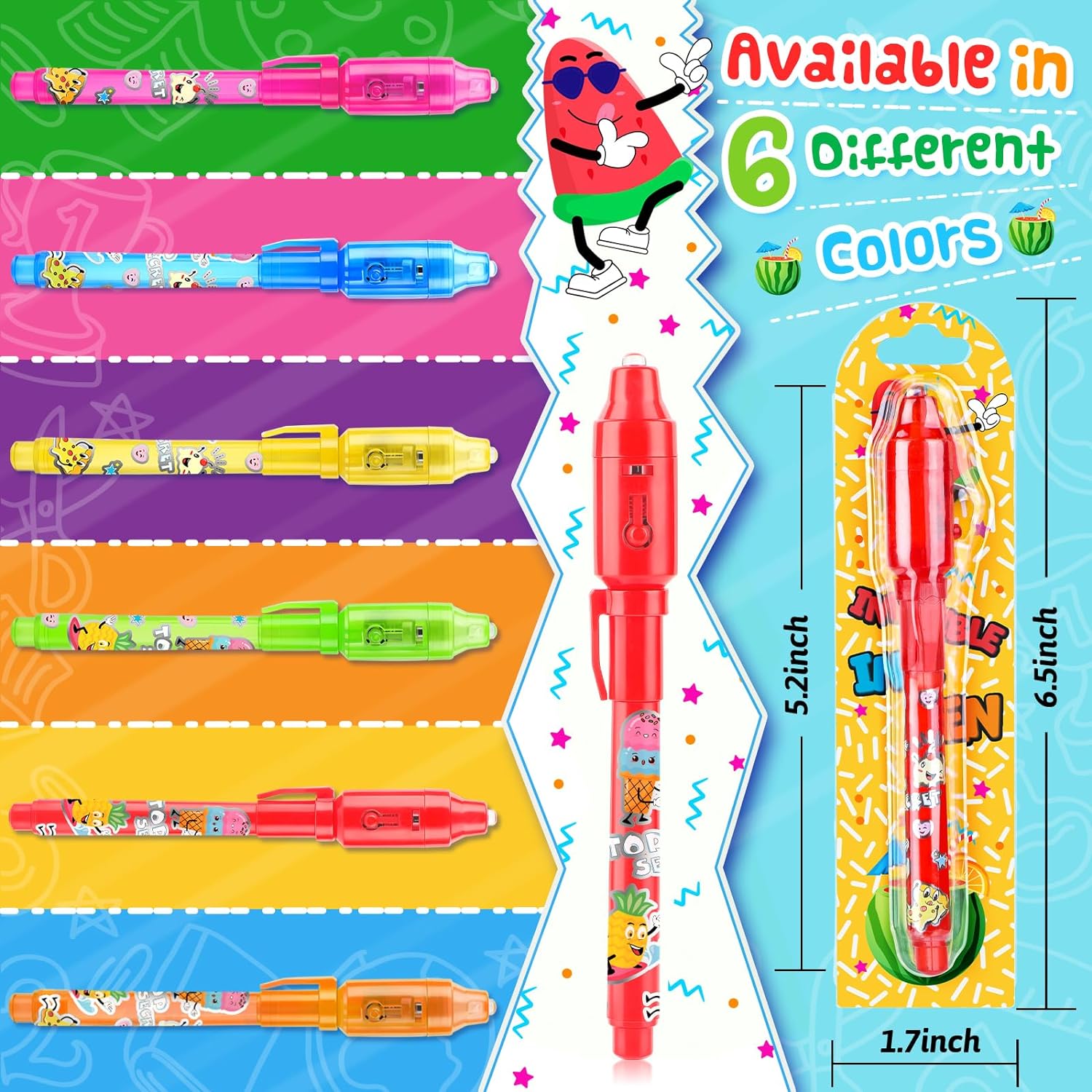 Invisible Ink Pen with UV Light for Kids, Party Favors, 24PCS Spy Pen Classroom Prizes School Supplies - Cykapu