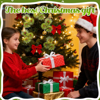 6 Pcs Christmas Tree Topper, 17 Inch Green Curly Tree, Christmas Tree Decorations Vase Fillers Wreath Home Party Crafts Decor