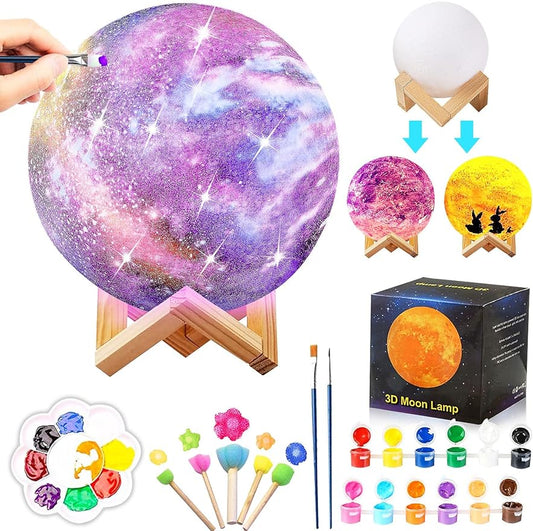 Paint Your Own Moon Art Kit, Halloween Gifts DIY Space Toys Lava Art Kit with Plastic Stand Cykapu