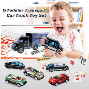 Large Transport Cars Carrier Set Truck Toys with 12 Die cast Vehicles Truck Toys Cars