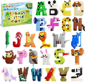 26 Packs Alphabet Party Favors for Kids - 1149PCS Animal Alphabet Lore Building Set - Cykapu