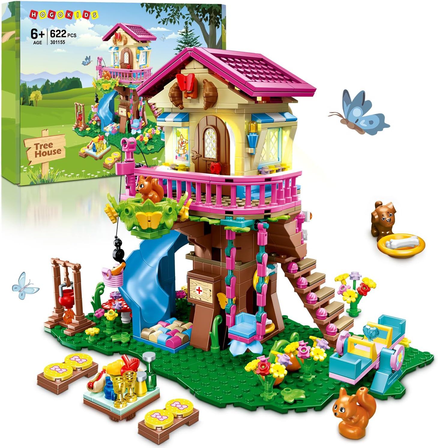 Tree House Building Set with LED Light - 622pcs Treehouse Building Blocks Toys - Cykapu