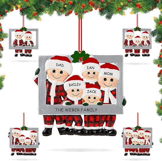 Personalized Christmas Ornament 2024, Christmas Tree Ornament, Frame Personalized Happy Family Made of Ceramic