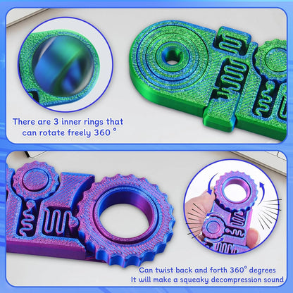 2025 New 3D Printed Fidget Ring Toys, 5-in-1 3D Printed Gear Ball Stress Sensory, Mindful Meditation Gear Toys