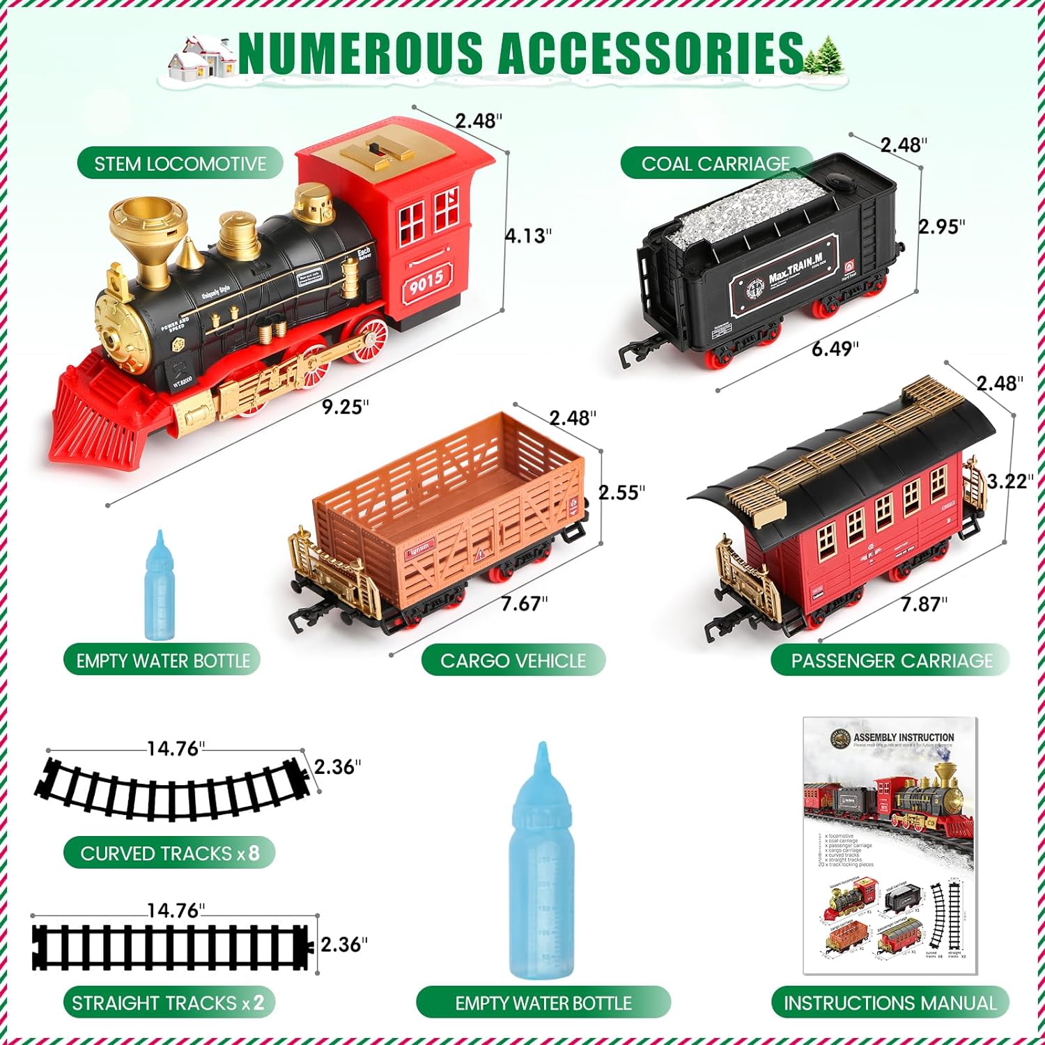 Train Toys for Boys Girls w/Smokes, Lights & Sound, Tracks, Toy Train w/Steam Locomotive Engine