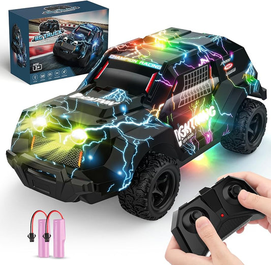 Remote Control Car for Boys 4-7, Off Road RC Car for Kids, Cool Light Up 1/24 Scale Hobby RC Cars Truck - Cykapu