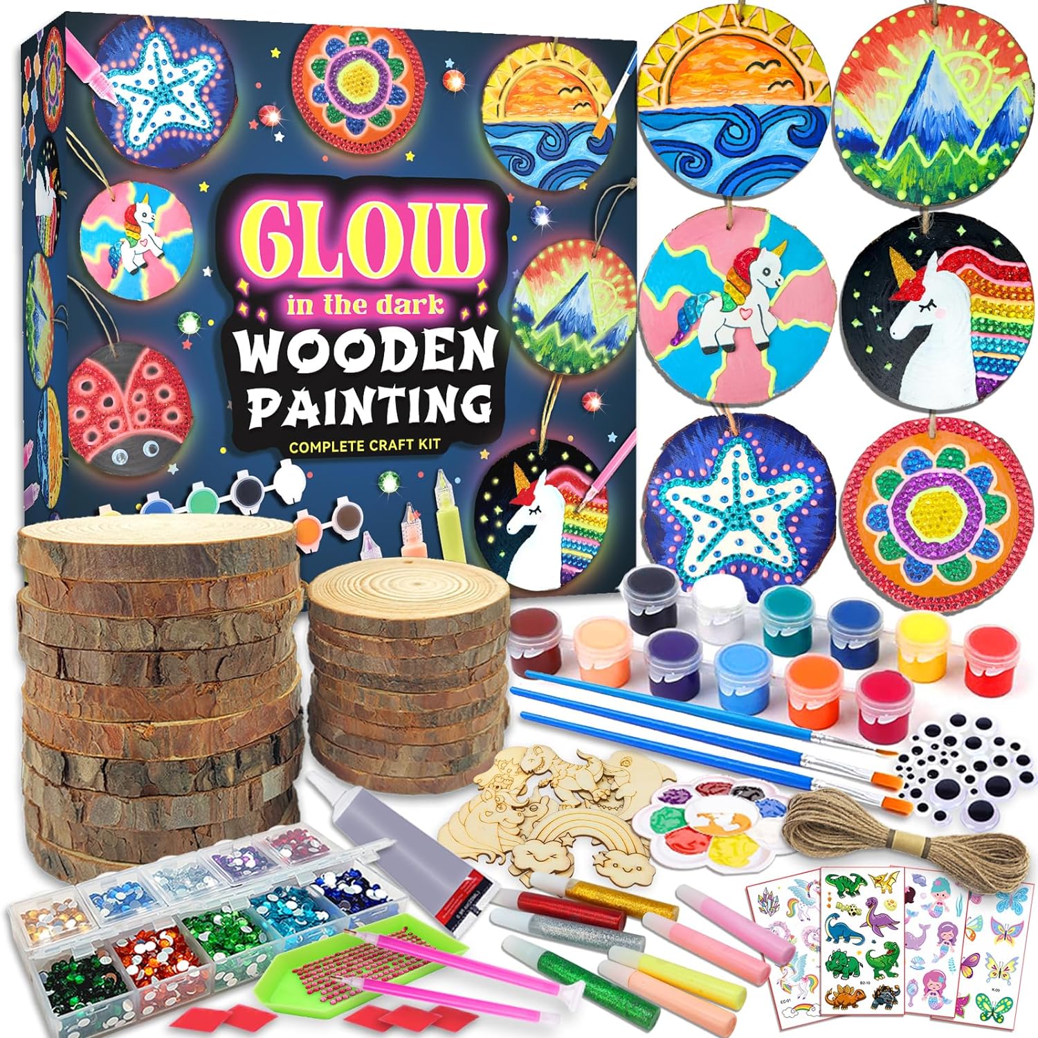 Kids Wooden Painting Kit-Glow in The Dark-Arts & Crafts Gifts - Cykapu