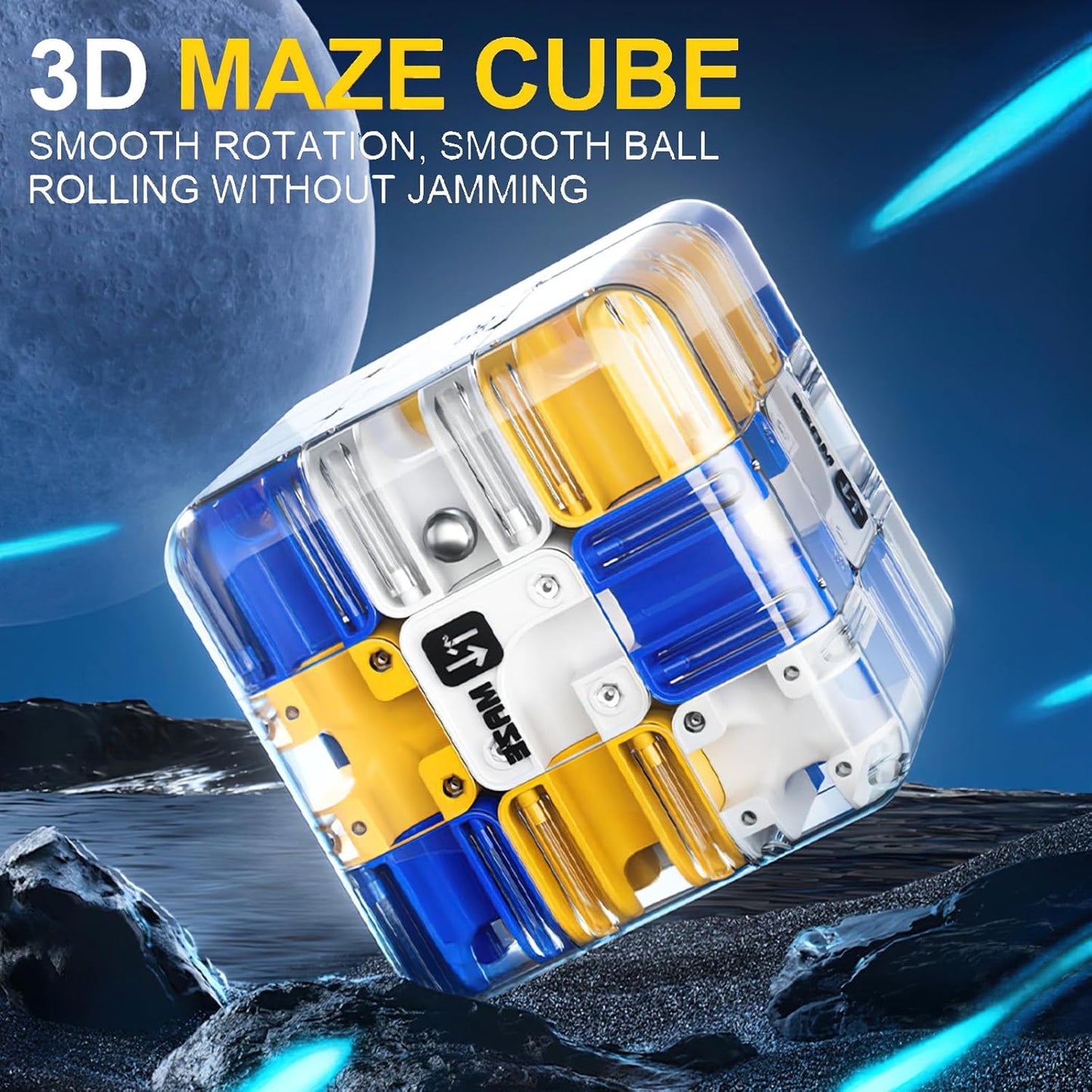 3D Cube Puzzles for Kids - Brain Teaser Puzzles Boys Toys Age 8-10 Educational Learning Toys for Logical Thinking, Puzzle Maze Cube for Grandkids Stocking Stuffers for Kids (Blue)