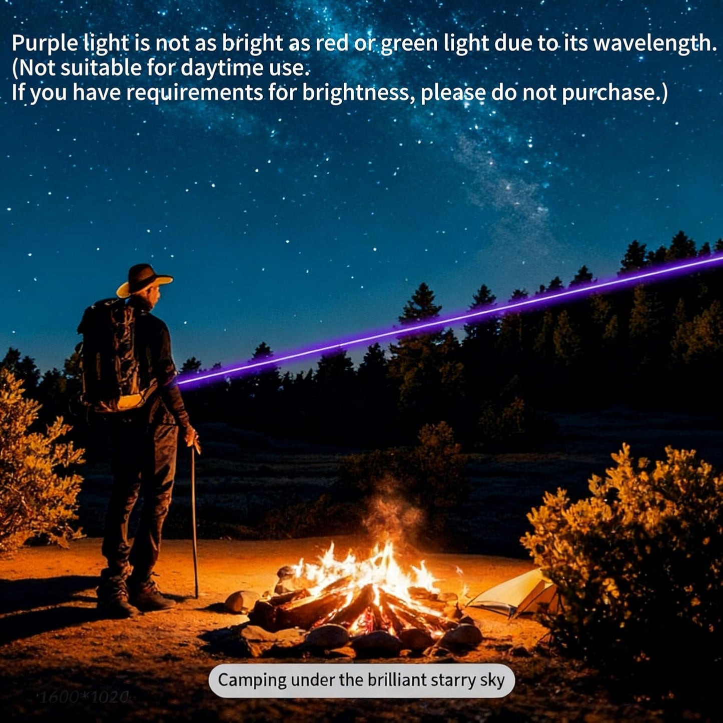 Laser Pointer High Power, Purple Laser Pointer Indicator Light, Long Range Lazer Pointer for Hiking, USB Charge-Purple