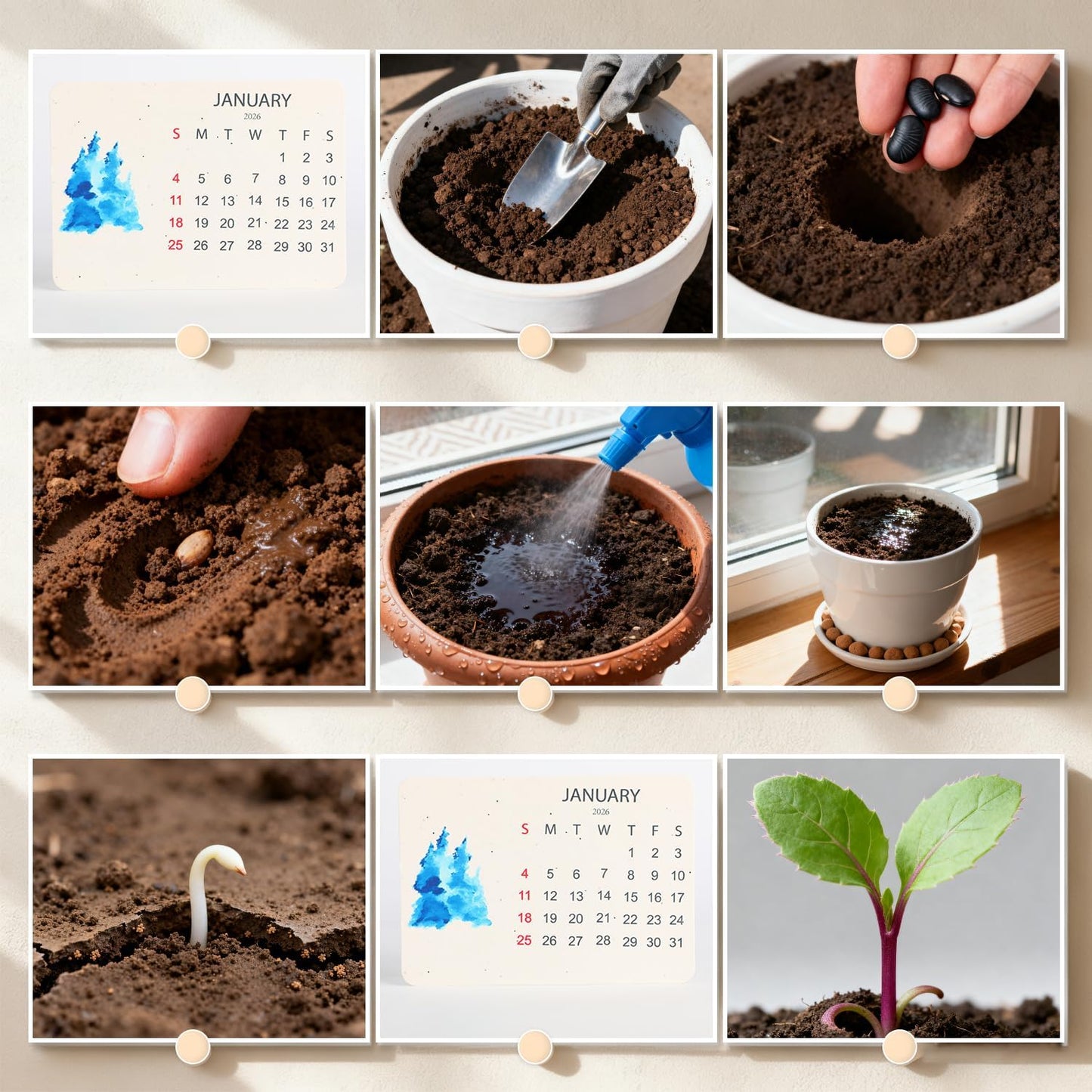 Eco-Friendly Plantable Love Seed Calendar 2026, Plantable Seed Calendar 2026, Month Biodegradable Seed Paper Planner, for Gifting, Gardening Home Decor and Adding Nature(1pcs)