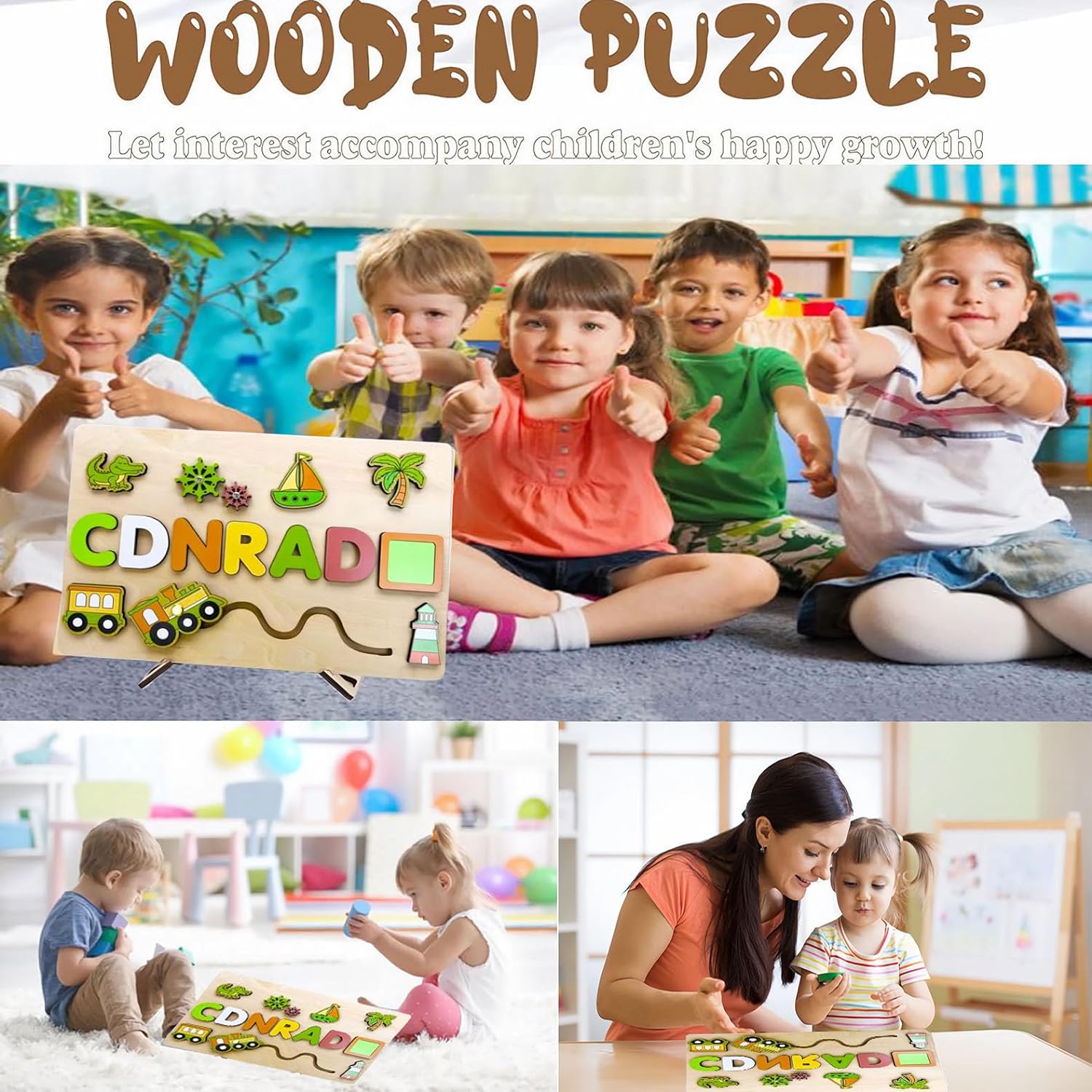 Personalized Name Puzzle for Kids,Customized Wooden Name Puzzle Gifts for Kids - Cykapu