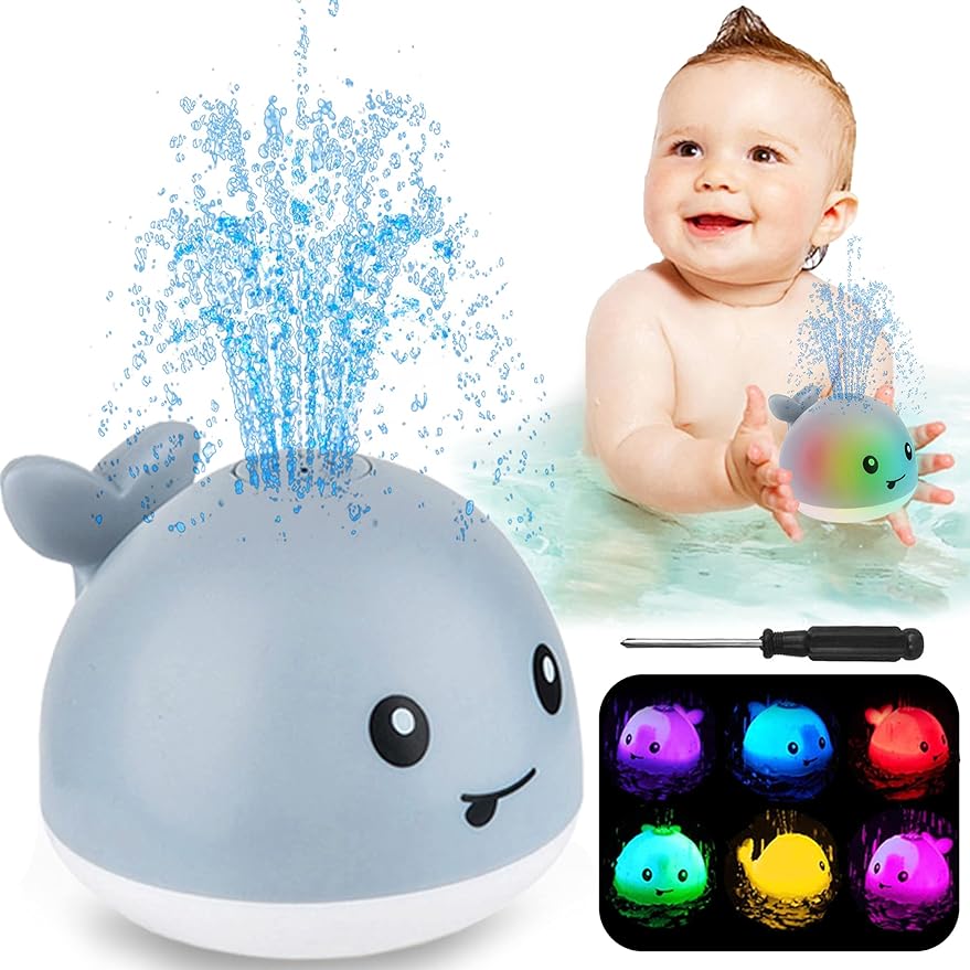 Baby Bath Toys, Light Up Bath Toys Spray Water Bath Toy, Sprinkler Bathtub Toys - Cykapu