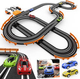 Slot Car Race Track Sets with 4 High-Speed Slot Cars, Dual Racing Game Lap Counter Circular Overpass Track