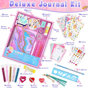 Journal Set for Girls Ages 8-12, Christmas Gifts, Journaling Scrapbook Kit and Diary Stationary Set - Cykapu