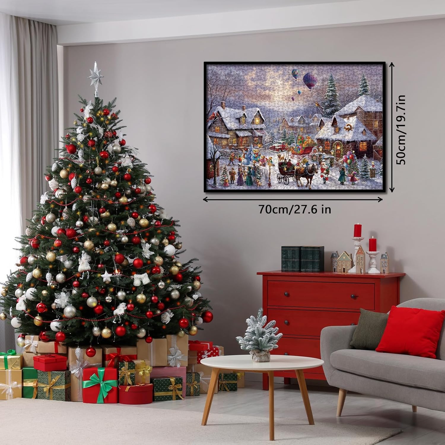 Christmas Puzzle 1000 Piece for Adult, Jigsaw Puzzle, Winter Christmas Town Santa Puzzle - Cykapu
