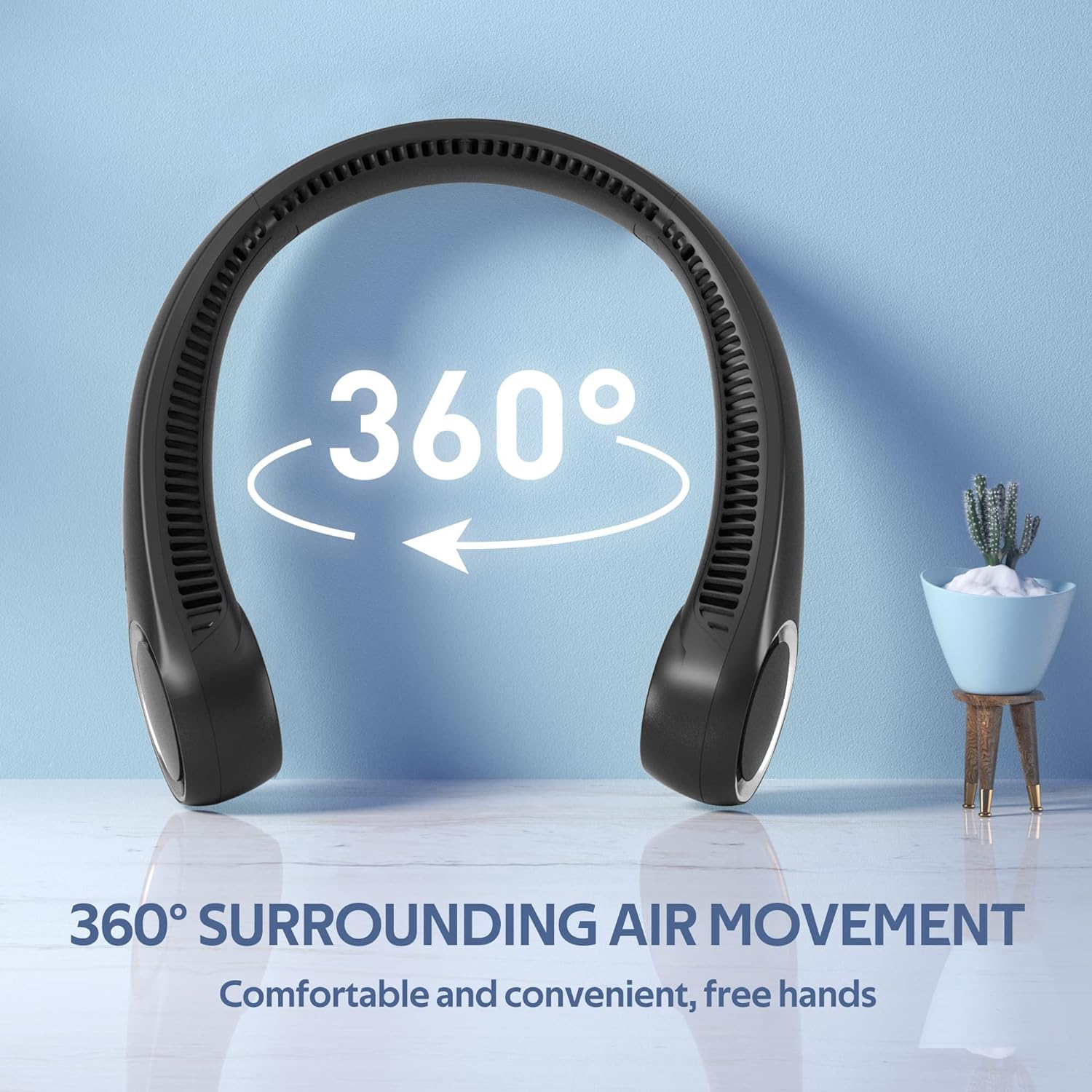 Portable Neck Fan, Hands Free Bladeless Fan, 360° Cooling Personal Fan,Wearable Quiet Fan