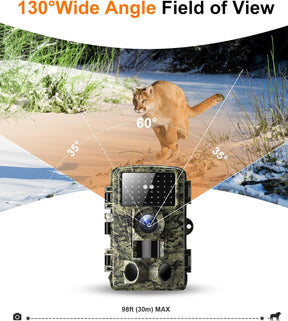 Trail Camera - 4K 48MP Game Camera with Night Vision, 0.05s Trigger Motion Activated Hunting Camera, IP66 Waterproof, 130°Wide-Angle with 46pcs No Glow Infrared Leds for Outdoor Wildlife Monitoring.