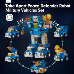 5 Year Old Boy Toys - 5in1 STEM Toys for Boys 5-7, Take Apart Trucks Transform to Robot Boys Toys