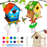 2 Pack DIY Birdhouse Wind Chime Kit-Wooden Crafts Arts for Kids to Build and Paint - Cykapu