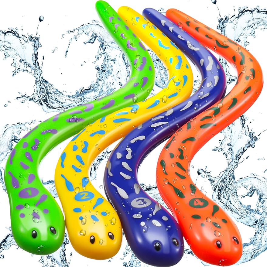 4 Pieces Dive Eels Catch a Snake Dive Toys Water Snake Toy Swimming Pool Games Cykapu