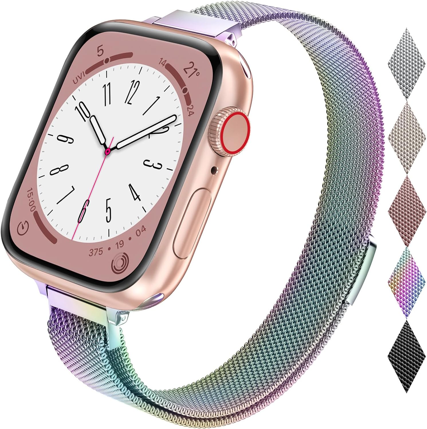 Slim Watch Band Compatible with Apple Watch Band 38mm 40mm 41mm 42mm 44mm 45mm 49mm Women & Men, Stainless Steel Mesh Loop Magnetic Clasp Replacement for iWatch Bands Ultra Series 8 7 SE 6 5 4 3 2 1 (Starlight, 41mm/40mm/38mm) Cykapu