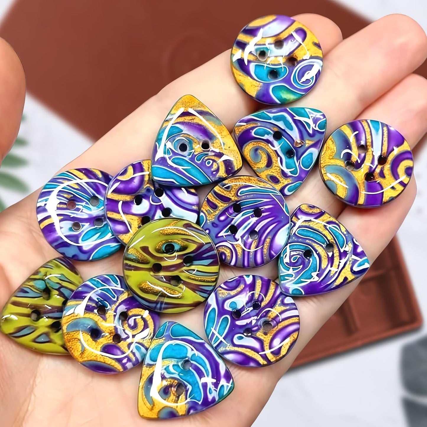 DIY Buttons Toolkit Set - 12 Multi-Sized Cutters and 4 Fun Shapes Create Perfectly Centered Buttons with Ease