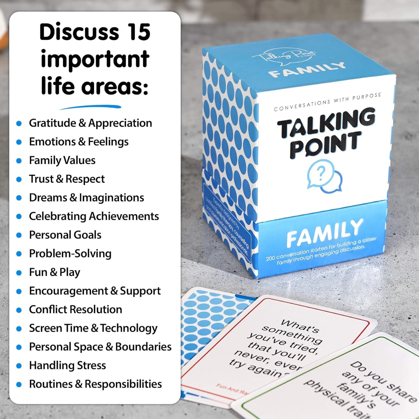 200 Family Conversation Cards - Questions to Get Everyone Talking & Building Relationships Cykapu