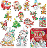 Christmas Gem Diamond Painting Kit for Boys Girls-Make Your Own 12PCS Christmas Stickers & 2PCS Suncatchers - Cykapu
