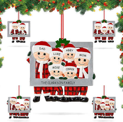 Personalized Christmas Ornament 2024, Christmas Tree Ornament, Frame Personalized Happy Family Made of Ceramic, Christmas DIY Name Hanging Pendant, Cute Tree Decorations (Family of 4)