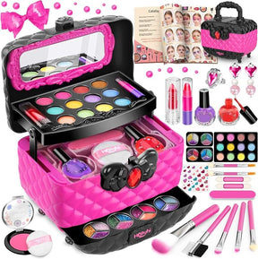41 Pcs Kids Makeup Kit for Girl, Washable Makeup Set Toy with Real Cosmetic Case
