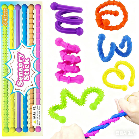 6 Pcs Sensory Fidget Toys Stick, Flexible Fidget Sticks Sensory Toys