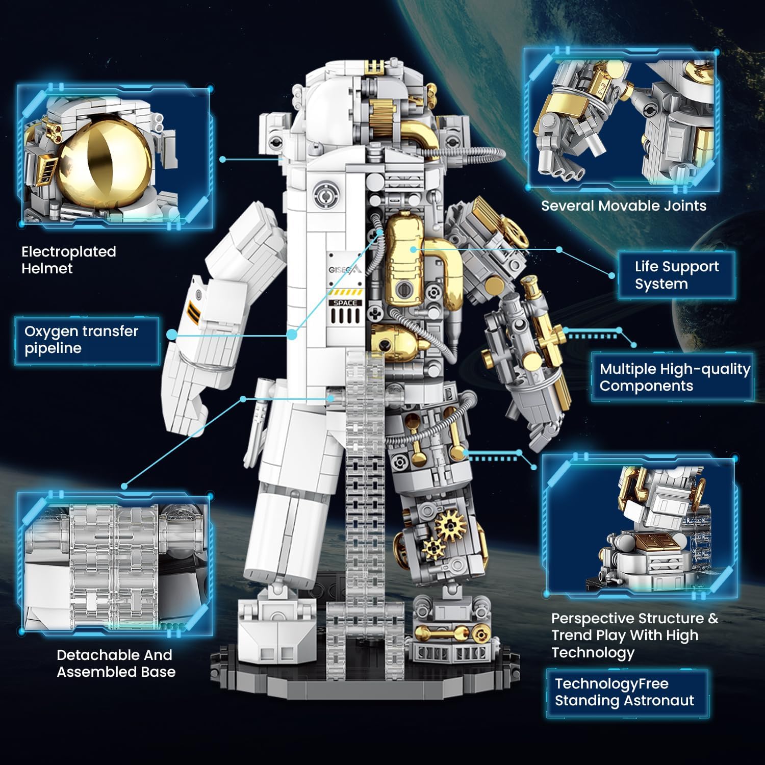 Stove Stoppaz Space Astronaut Building Kit Toys, 1078 pcs Astronaut Building Set for Adults - Cykapu