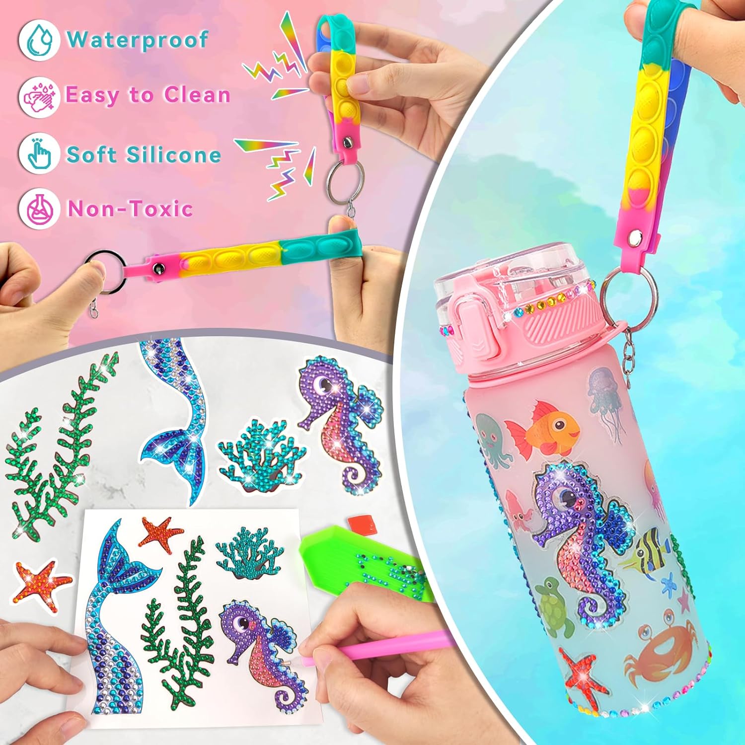 Decorate Your Own Water Bottle Kits,Mermaid Gem Diamond Painting Crafts