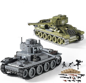 Army Tanks Toy Building Kit, Create a Soviet T-34 Tank & a German Panzer 38(t) Tank, Great Military Model Toys - Cykapu