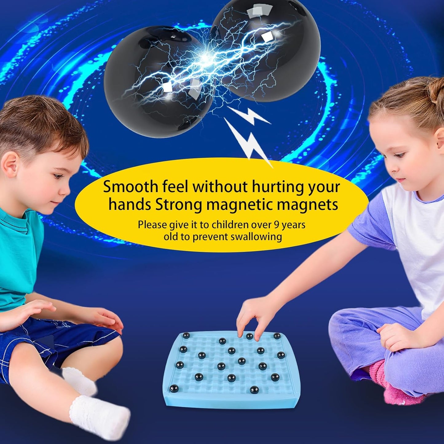 Magnetic Chess Board Game,Magnetism Versus Chess Set, 20 Magnetic Balls Chess Board Game with Punishment Wheel,Table Top Magnetic Game for Kids Adults,Educational Checkers Chess Game for Family Party