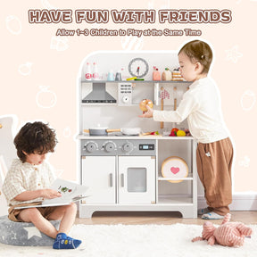 Play Wooden Kitchen Sets for Kids, Toddler Kitchen Playset, Chef Pretend Kitchen with Plenty of Play Features - Cykapu