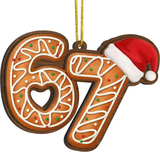 67 Meme Funny Christmas Ornaments 2025, 6 7 Ornament, Gingerbread Ornaments for Christmas Tree, Funny Ornament for Exchange, Stocking Stuffers, Gag Gifts, 67 Gifts for Kids, Teens, Teen Girls, Boys