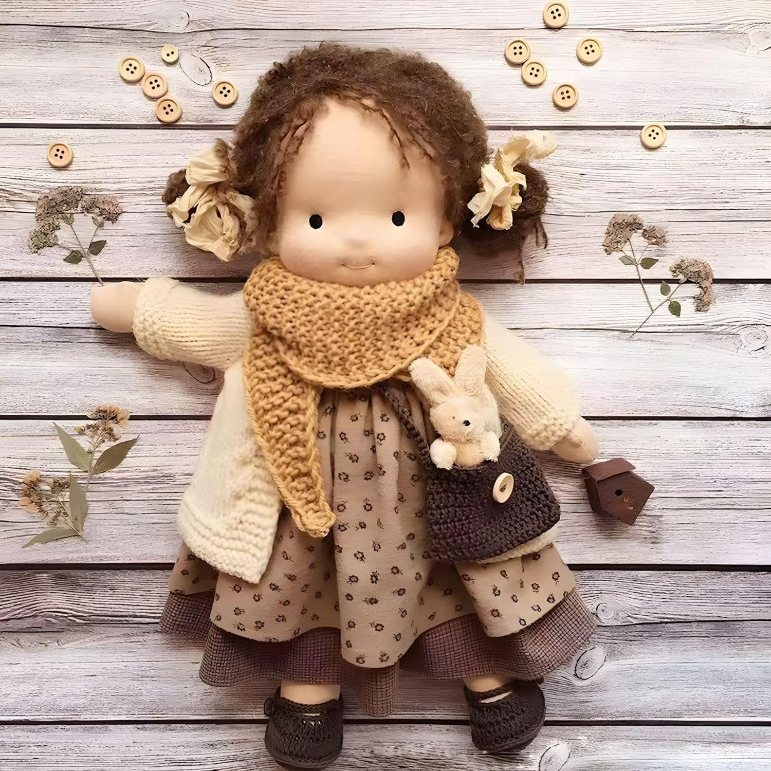 Waldorf Dolls, 14 inch Handmade Waldorf Doll Plush Toy, Handmade Knitted Doll - Cykapu