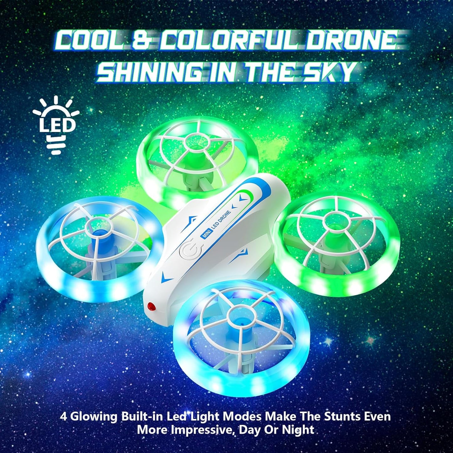 Mini Drone for Kids and Beginners, LED Quadcopter with Altitude Hold, 3D Flip - Cykapu