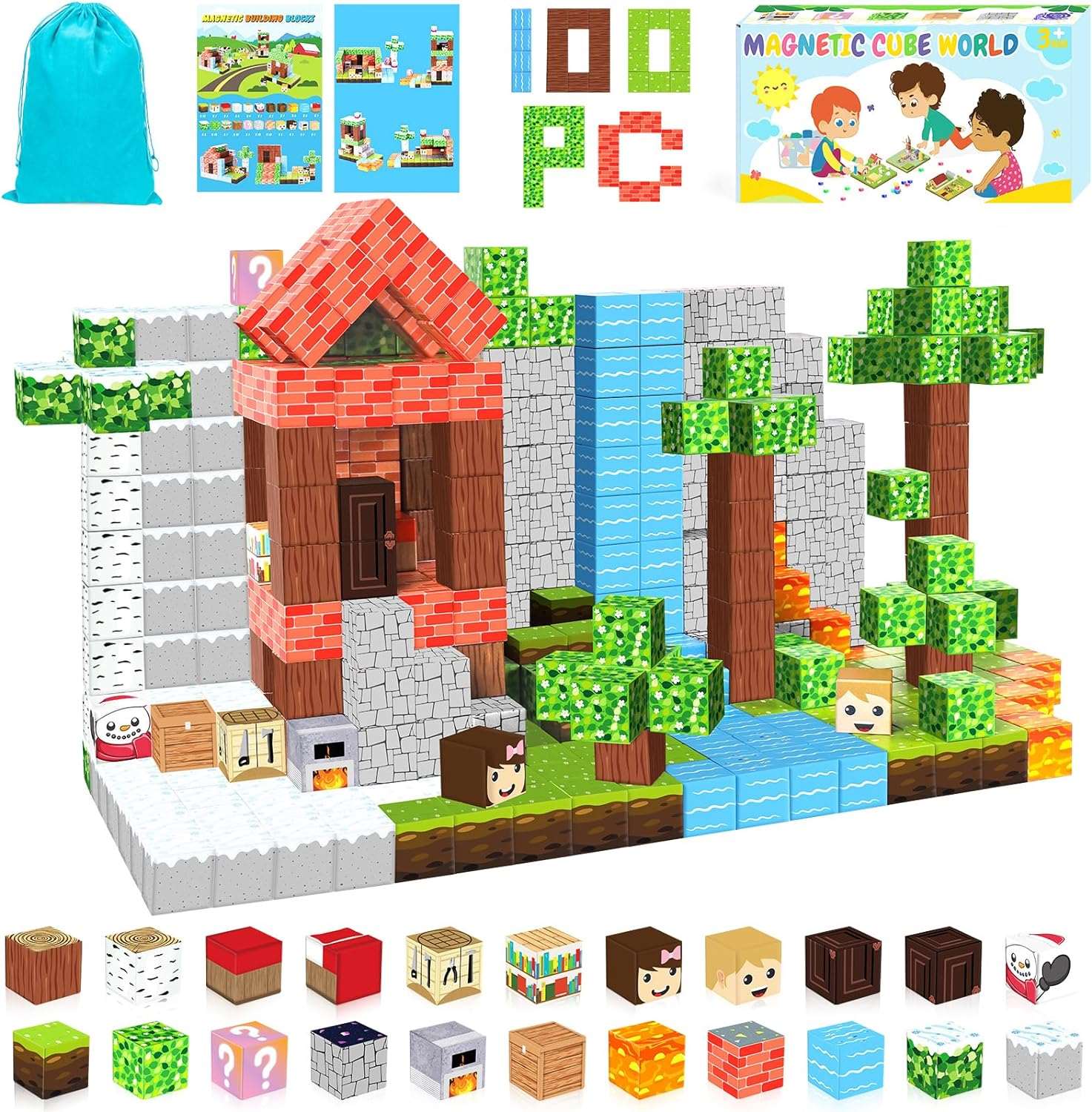 100PCS Magnetic Blocks Building Toys for 3-13 Year Old Kids Boys Girls, The Magnet World Building Set - Cykapu